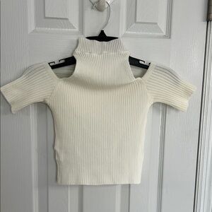 Forever 21 Cream Ribbed Crop Top